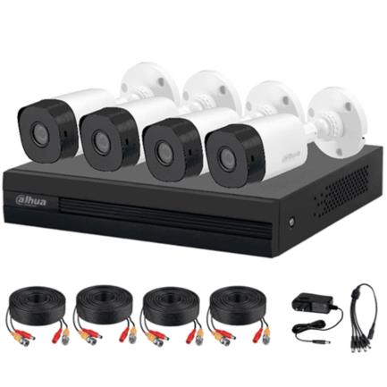 Dahua Kit de Vigilancia DH-KIT/XVR1B04-I/4-B1A11N-0280B de 4 Cámaras Bullet y 4 Canales, con Grabadora DVR