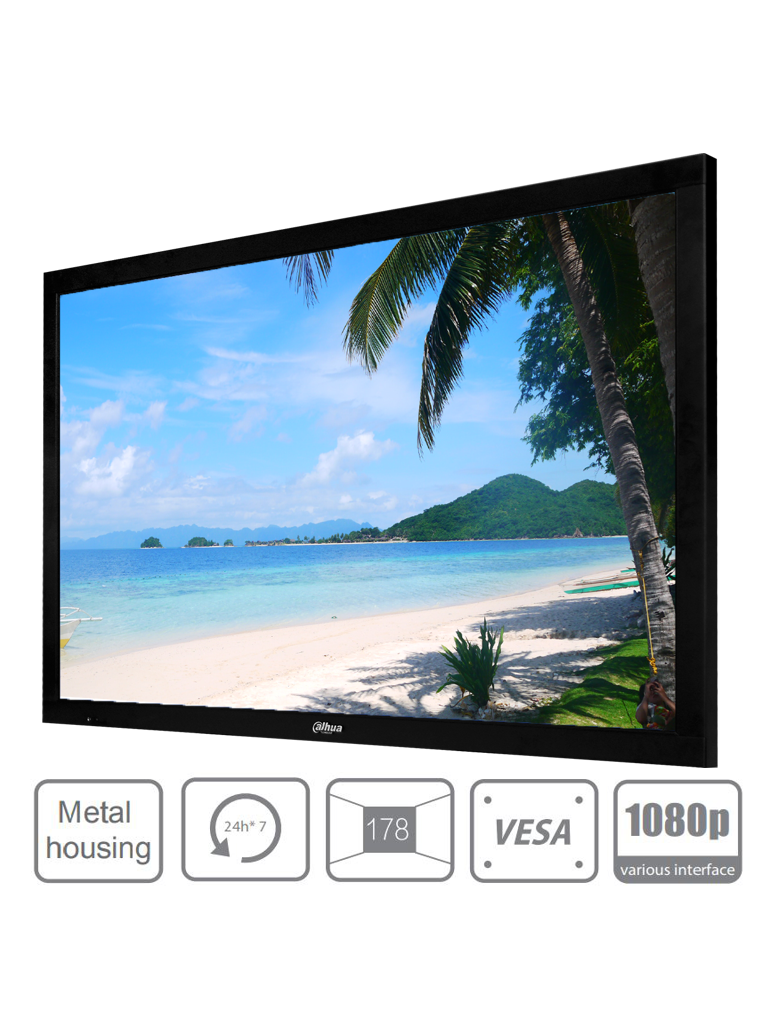 Pantalla Profesional CCTV 49" FHD 450 NITS 8MS Metal Altavoces