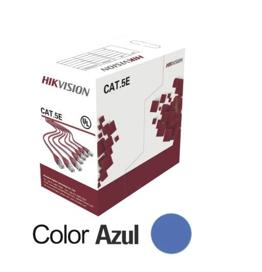 Hikvision Bobina de Cable UTP 305 Metros CAT5E 24 AWG 100% Cobre, Uso Interior