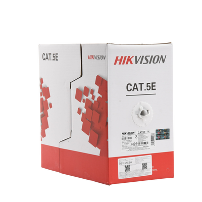 BOBINA DE CABLE UTP HIKVISION 305 METROS / CAT5E (24 AWG) / COLOR BLANCO / PVC (CM) / USO EN INTERIOR / 100% COBRE / APLICACIONES DE CCTV Y REDES DE DATOS
