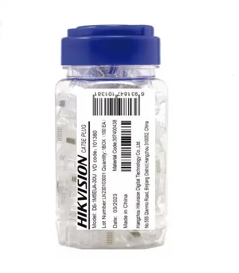 Hikvision Bote de 100 Piezas Plug Modular RJ45 CAT 5E, Chapado en Oro 30 Micras, Soporta TIA-568B
