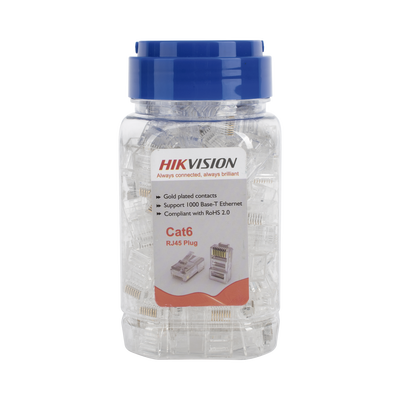 DS-1M6UA-15U - Bote de Conectores RJ45 / Cat 6 / Chapado en Oro 15 μm / UTP / 24 AWG / 100 Piezas / Sin Blindaje / Uso Interior