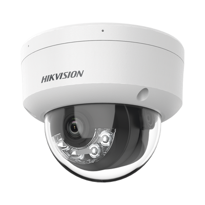 CAMARA HIKVISION DOMO IP 4 MEGAPIXEL / LENTE 2.8 MM / DUAL LIGHT (30 MTS IR + 30 MTS LUZ BLANCA) / MICRÓFONO INTEGRADO / ANTIVANDÁLICO IK08 / ACUSENSE LITE / EXTERIOR IP67 / H.265 / POE / ONVIF / MICRO SD