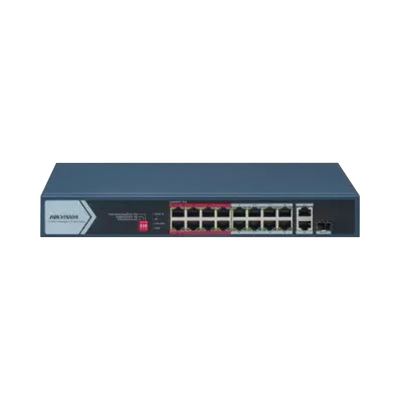 Hikvision DS-3E0318P-E/M(C) dispositivo de redes No administrado L2 Gigabit Ethernet (10/100/1000) Energía sobre Ethernet (PoE) 1U Negro
