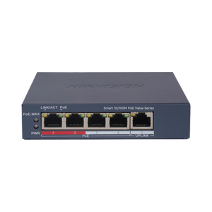 Switch Hikvision POE+ / Administrable / 4 Puertos 10/100 Mbps POE+ / 1 Puerto 10/100 Mbps Uplink