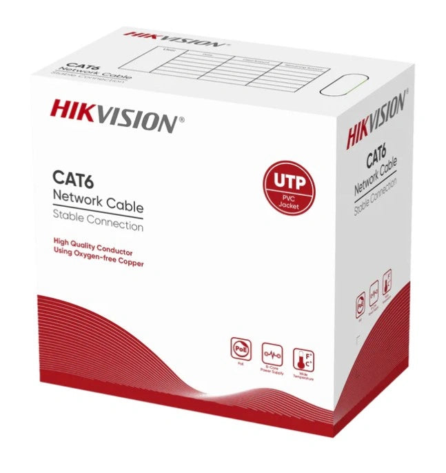 Hikvision Bobina de Cable Cat 6 305 M 100% Cobre, Uso Interior, PVC
