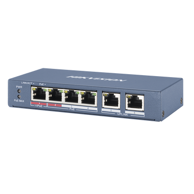 DS-3E0106HP-E - Hikvision DS-3E0106HP-E switch No administrado Fast Ethernet (10/100) Energía sobre Ethernet (PoE) Azul