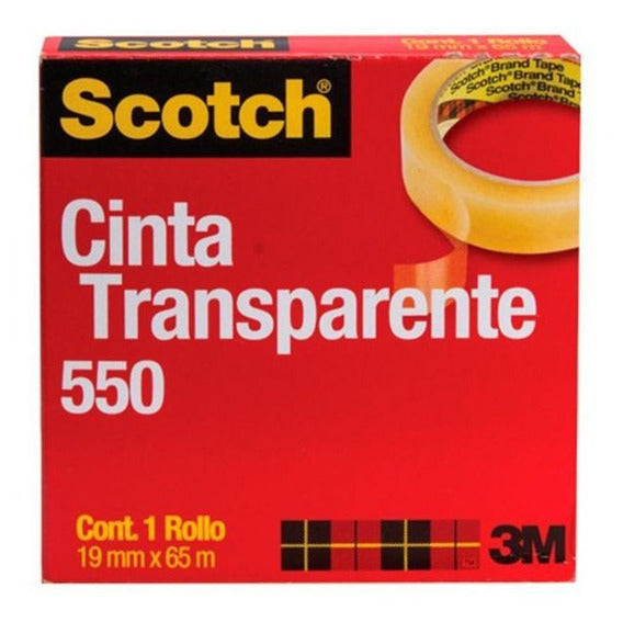 Cinta 3M 550 19X65 Transparente Adhesiva - 5501865 FullOffice.com