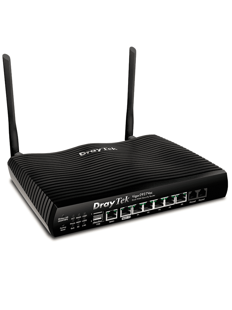 DrayTek Vigor2927VAC Ruteador Inalámbrico, 1733 Mbps, 50 VPN, 2 Puertos USB, VoIP
