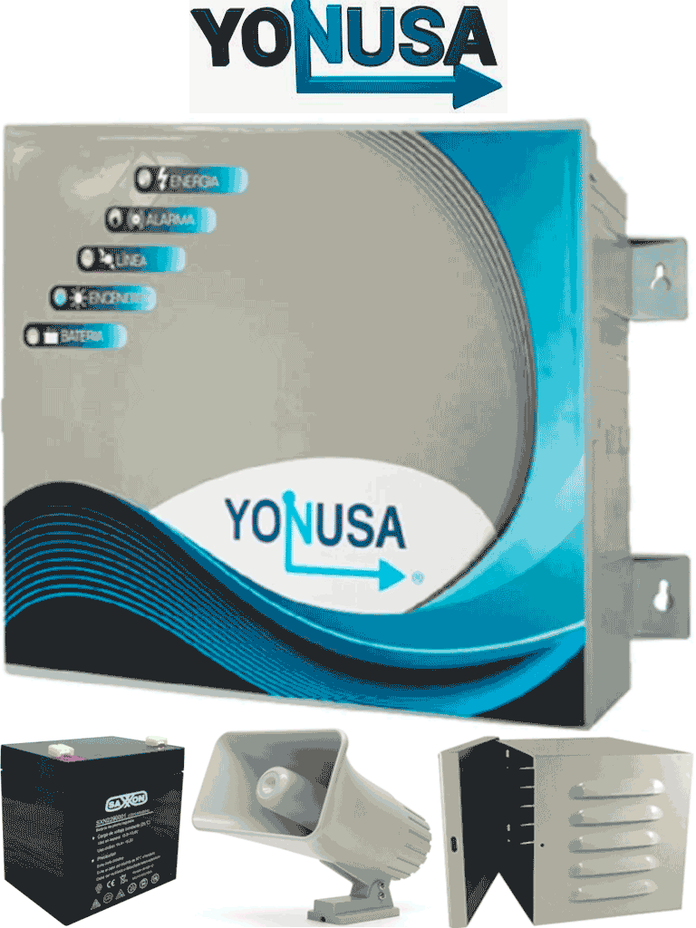 Energizador Anti Plantas YONUSA EY10000127AFBAT 10V 10,000mts Batería 12VDC 4.5AH Sirena 30W