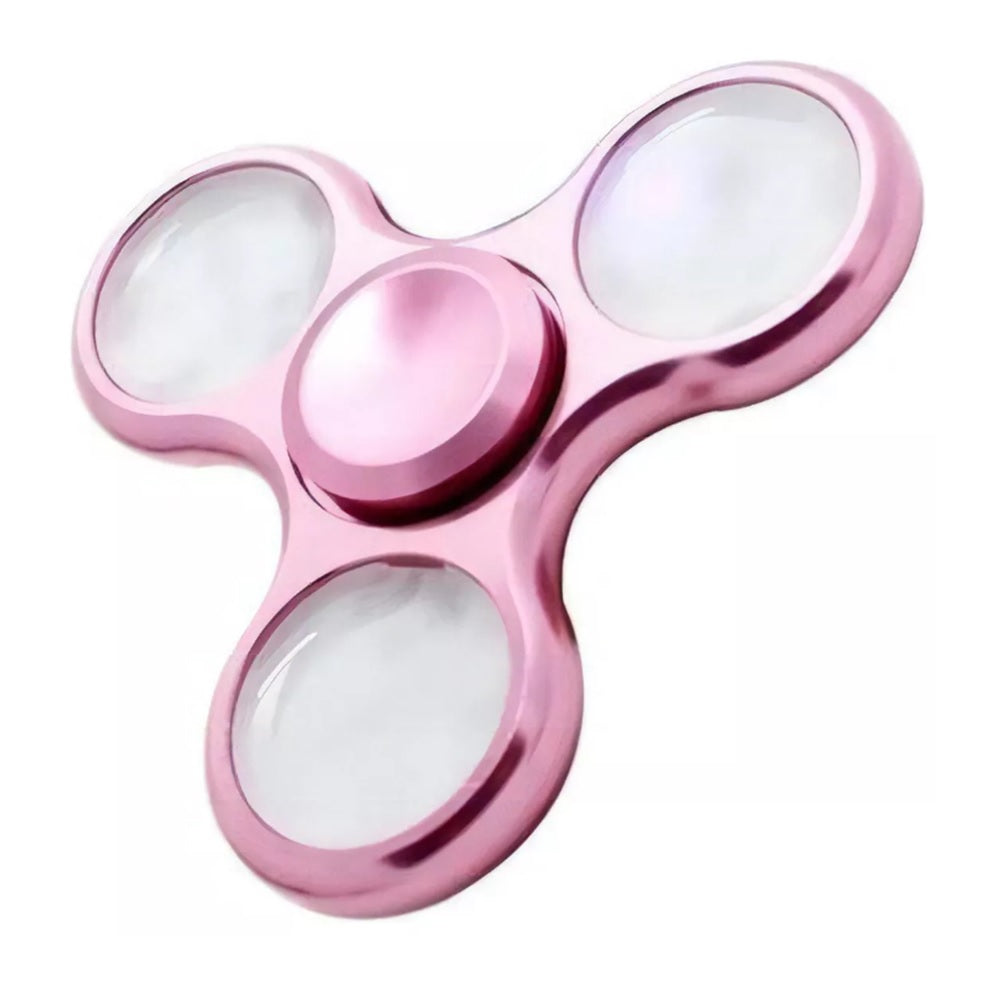 Spinner LED Cromado Rosa, 6 Luces, 3 Modos de Flash, Recargable USB