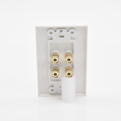 Placa de Pared | Postes de Unión Tipo Banana | Conexión para 2 Altavoces | Fácil Instalación | Conectores Chapados en Oro