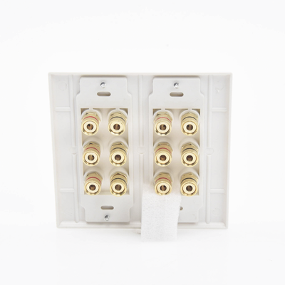 Placa de Pared | Postes de Unión Tipo Banana | Conexión para 6 Altavoces | Fácil Instalación | Conectores Chapados en Oro