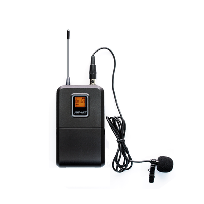 Kit de Microfonía inalámbrico | 2 Micrófonos de Lavalier | Receptor UHF | Pantalla LCD | 200 Canales | Gran cobertura