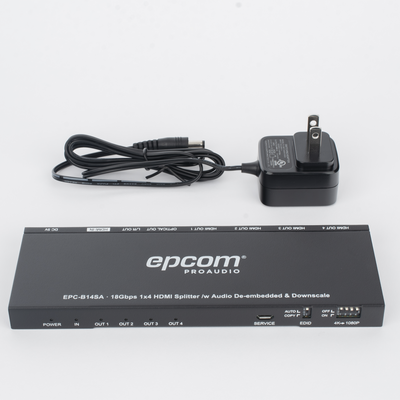 Splitter HDMI 1x4 | 1 Entrada a 4 salidas (Simultaneas) | 4K@60Hz | Extractor de Audio | Down Scaler | HDR 4:4:4 | EDID | 18Gbps