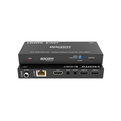 Kit Extensor HDMI con KVM | 4K@60Hz 4:4:4 | 150m en 1080 | 120m en 4K | HDBaseT | USB 2.0 | IR Bidireccional | POC | EDID