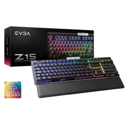 Teclado Gamer EVGA Z15 RGB Switch Clicky Speed Bronze Alámbrico Magnético Negro