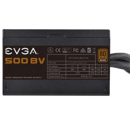 Fuente de Poder EVGA BV 500W 80 Plus Bronze ATX 12V 24 pin Fan 120mm Negro, Eficiencia 80 Plus, Ventilador 120mm, Color Negro