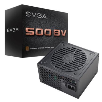 Fuente de Poder EVGA BV 500W 80 Plus Bronze ATX 12V 24 pin Fan 120mm Negro, Eficiencia 80 Plus, Ventilador 120mm, Color Negro