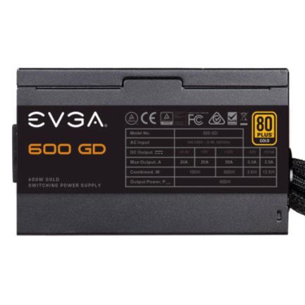 FUENTE DE PODER EVGA 100-GD-0600-V1 80 PLUS, 600W, Certificación 80 Plus, Modular