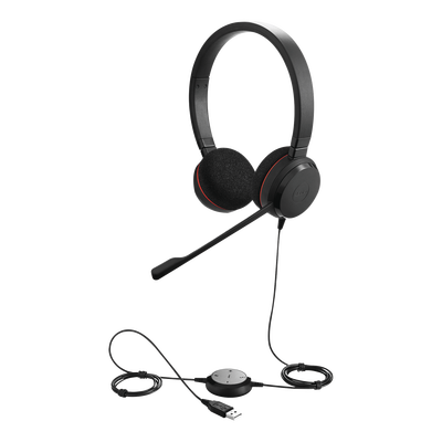 EVOLVE-20-DUO-UC - Diadema Profesional USB / Cancelación Pasiva de Ruido / Micrófono con Cancelación Avanzada / Control de Llamadas Integrado / Plug and Play