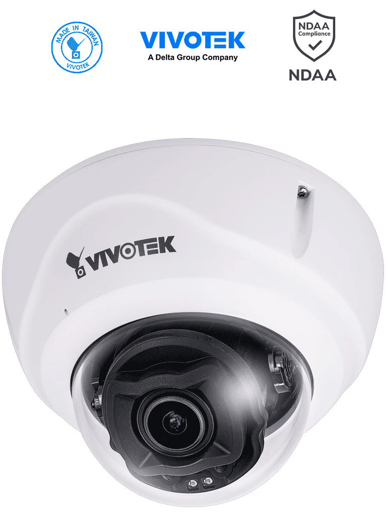 Cámara IP VIVOTEK FD837-HTV 5MP Varifocal 2.7-13.5mm, IR 50m, Microfono, WDR Pro, IP66, IK10, NDAA, 256GB, AI