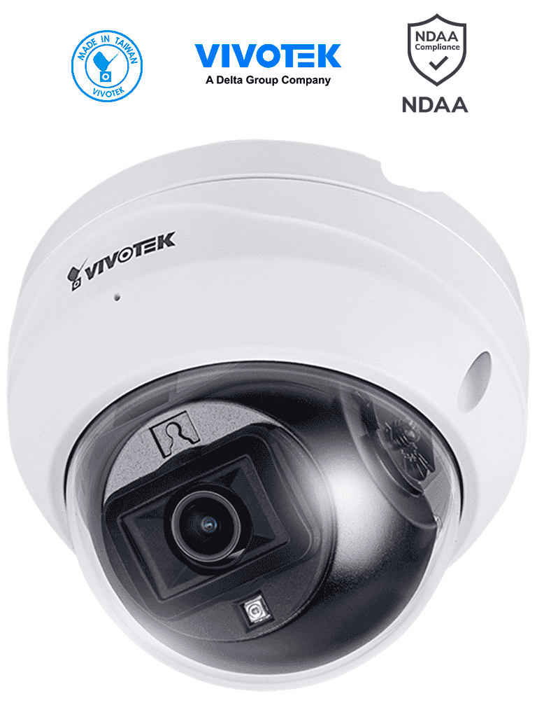 Cámara IP domo exterior VIVOTEK FD9369 2MP, lente fijo 2.8mm, H.265, Smart IR 30m, protección IP66/IK10, Smart Stream III y NDAA