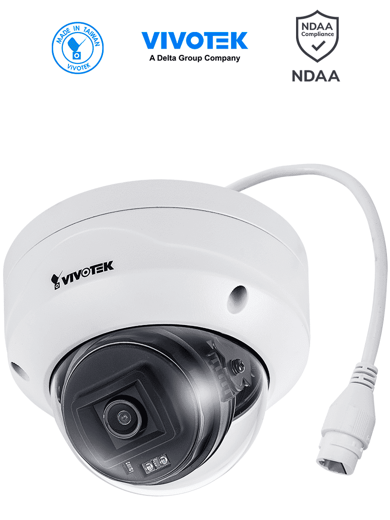 Cámara IP Domo Exterior Vivotek FD9380-H 5MP H.265 2.8mm Smart IR 30m WDR Pro SNV MicroSD IP66 IK10 ONVIF