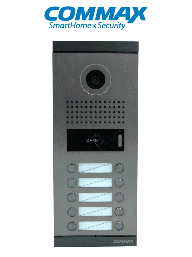 Frente de Calle COMMAX DRC10MLRF1 para 10 Departamentos, 4 Hilos, Apertura con Tarjeta Mifare