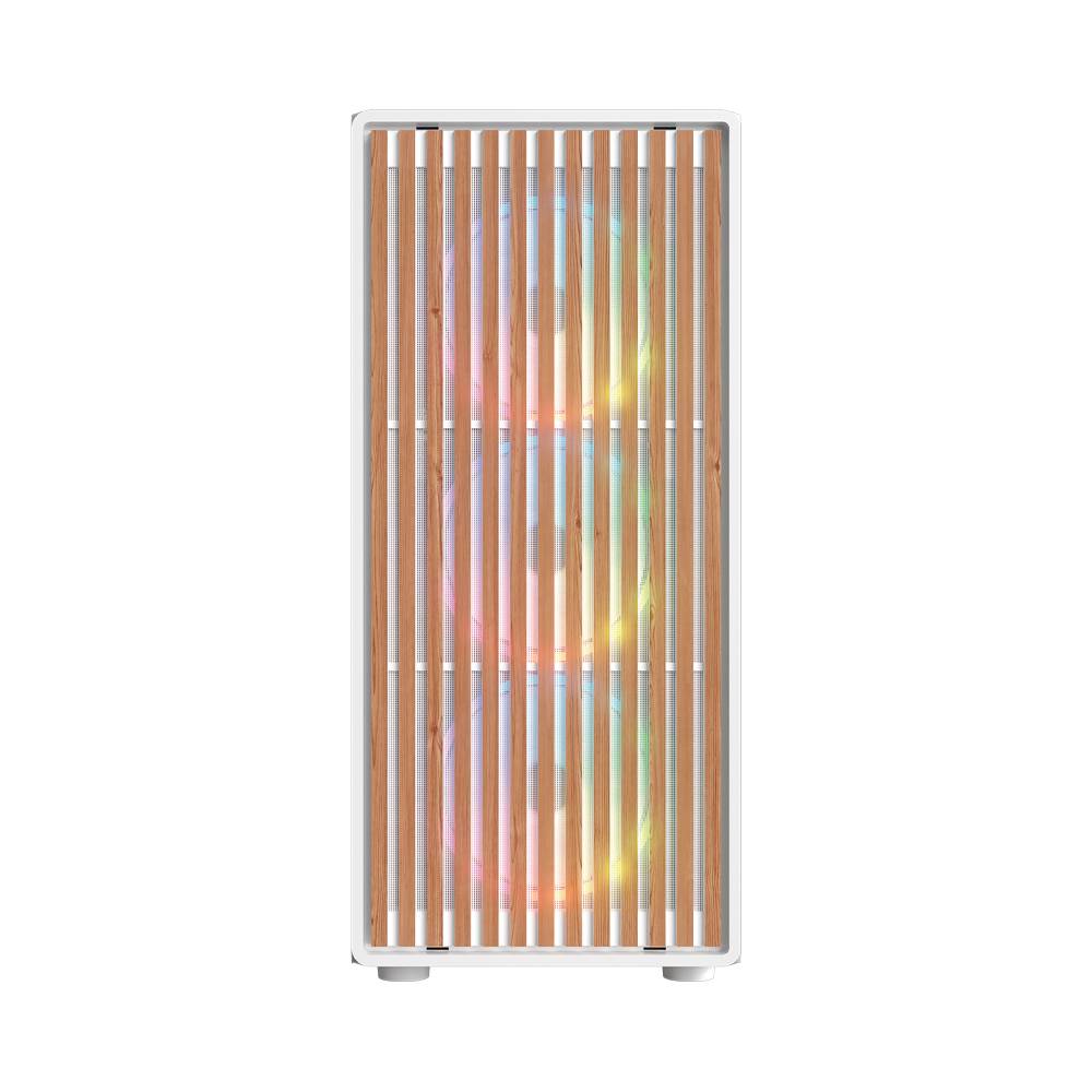 BR-943970 - GABINETE BALAM RUSH(BR-943970)DRAGONFLY WOOD GM580,ATX, SIN FUENTE,USB A 3.0,USB A 2.0,4 FAN ARGB,PANEL CRISTAL+FRENTE TIPO MADERA,BLANCO