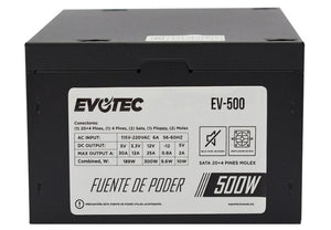 Evotec EV-500 unidad de fuente de alimentación 500 W 20+4 pin ATX Negro