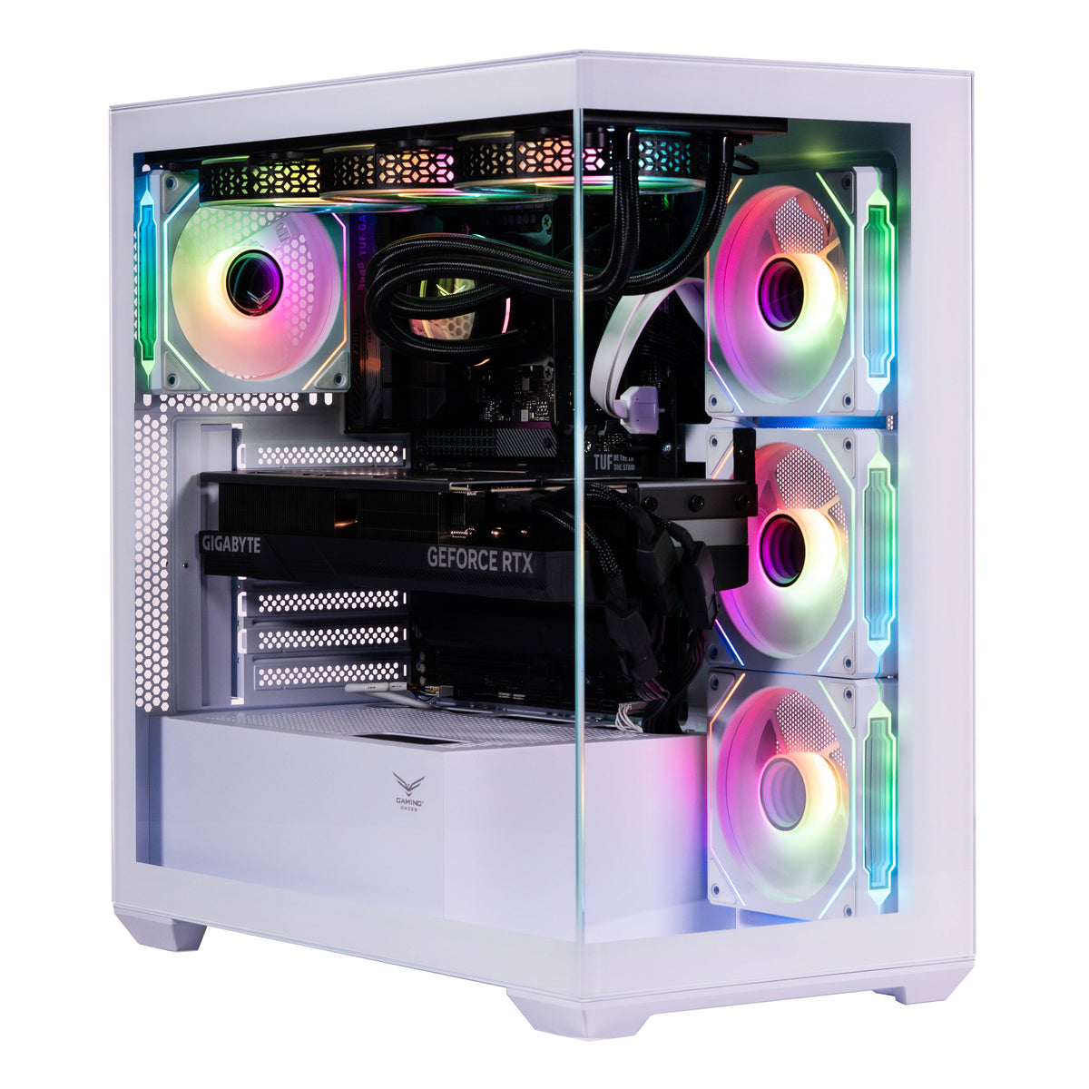 NA-0637B - GABINETE NACEB (NA-0637B) NEBULA, MICRO ATX, CRISTAL TEMPLADO, 4*VENTILADORES RGB, BLANCO