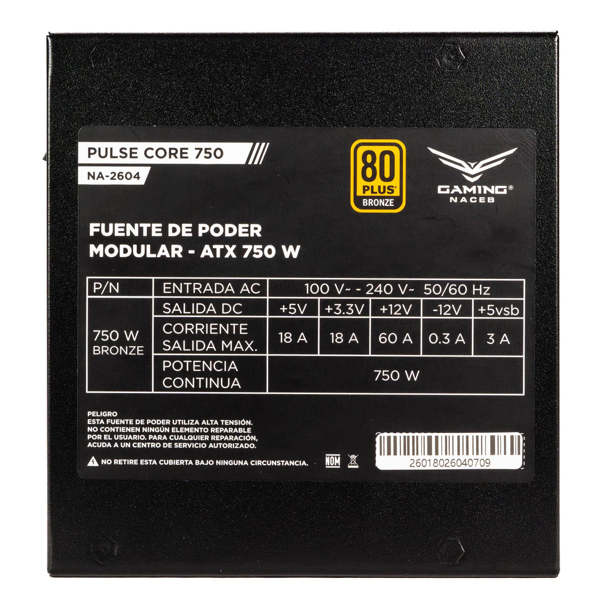 NA-2604 - Fuente de poder gaming Naceb fusión Nova 750W Bronze