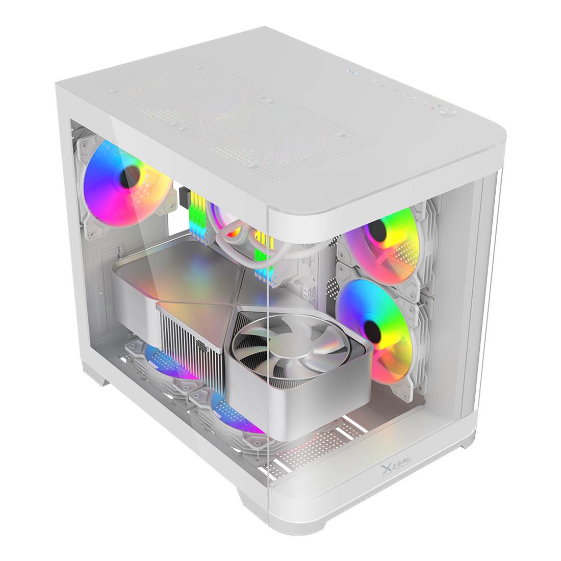 XZGAMC3W - GABINETE GAMER CURVO XZEAL/M-AT X/MICRO ATX/RGB/CON 3VENTILADORES/B