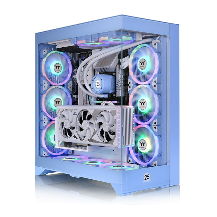 Gabinete THERMALTAKE CA-1Y3-00MFWN-00, Midi-Tower, Vidrio y SPCC, Soporta ATX/EATX/micro ATX/Mini-ITX, Azul