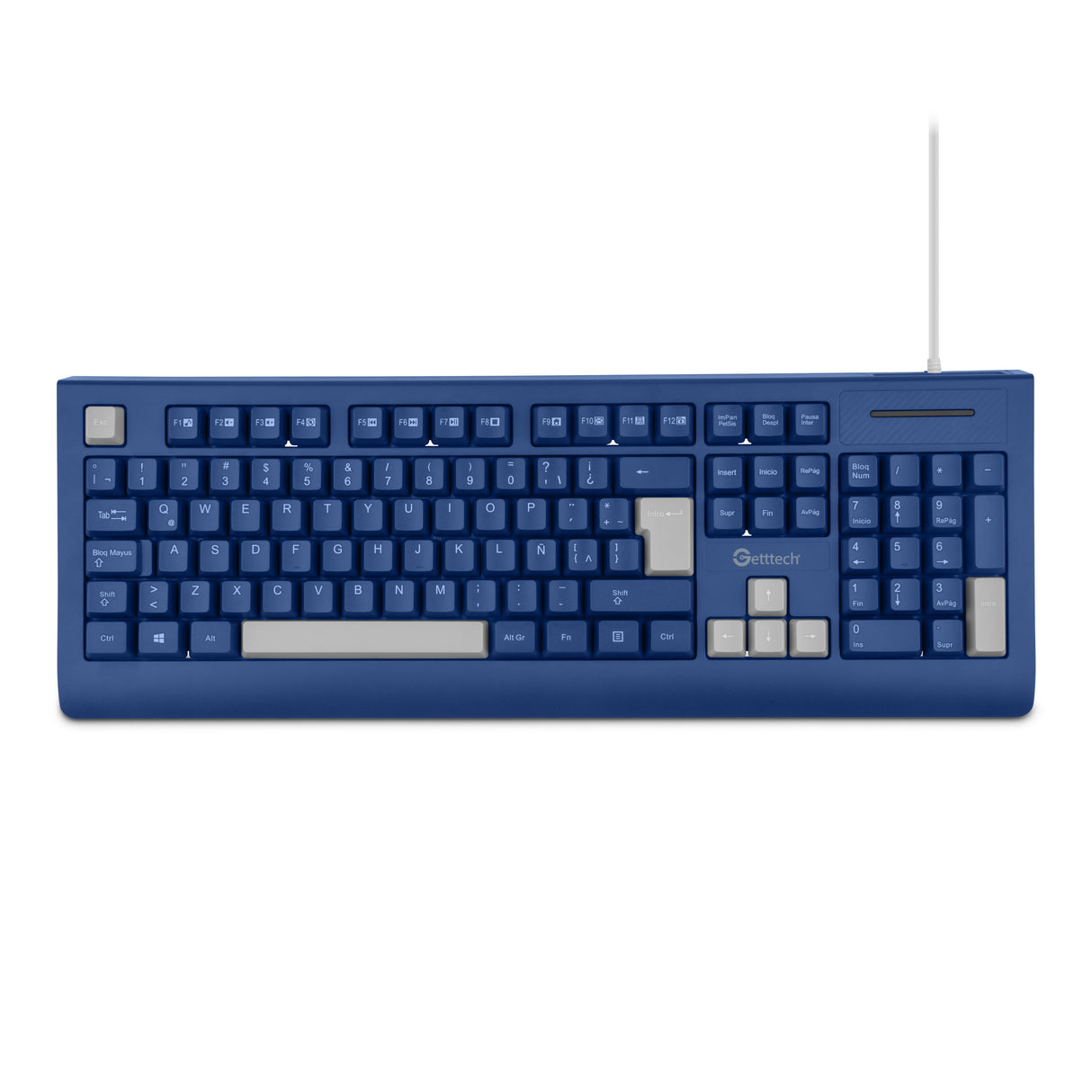 Teclado Getttech Slim Azul Español USB con Reposamanos, GGK-ESMWR-02-BL