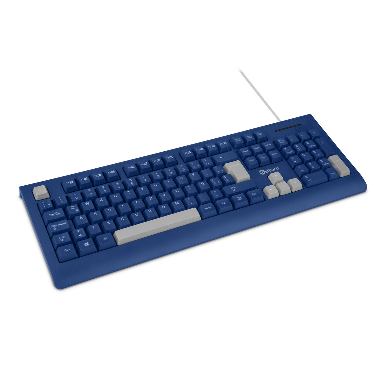 Teclado Getttech Slim Azul Español USB con Reposamanos, GGK-ESMWR-02-BL