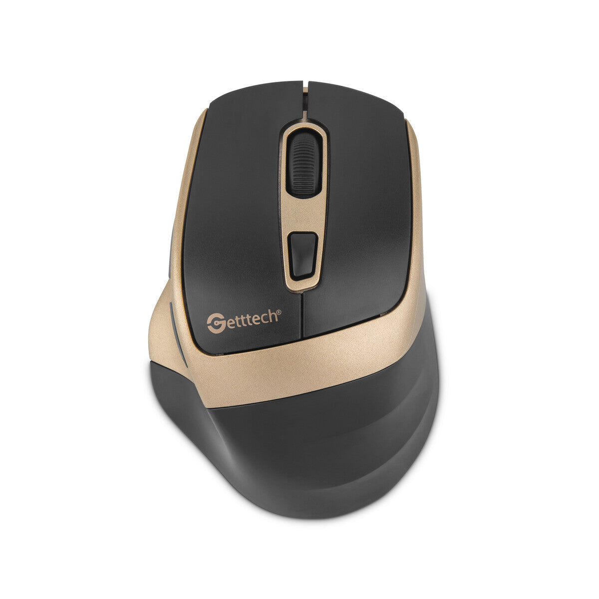 Mouse Getttech Inalámbrico Silencioso Ergonómico Negro y Dorado 6 Botones 1600 DPI 2.4G BT GGM-STDBW-01-GD