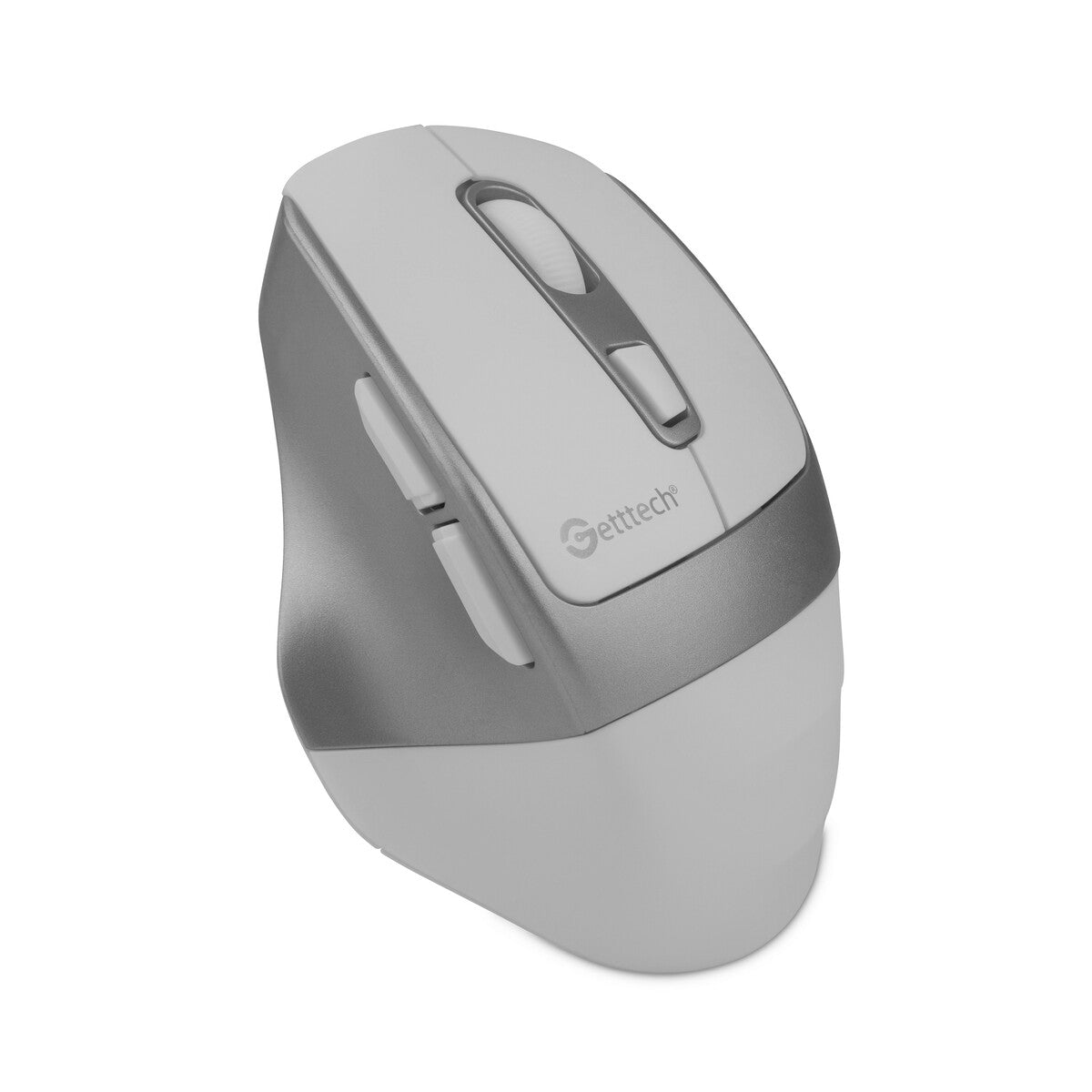 Mouse Getttech Inalámbrico Ergonómico Blanco Triple Modo 2.4G/BT/Cableado 6400 DPI RGB GGM-STDBW-01-WH