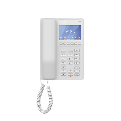GHP630W, Teléfono Hotelero IP Blanco, WiFi-6, LCD Color 3.5", 2 SIP 2 líneas, GDMS, soporta PoE