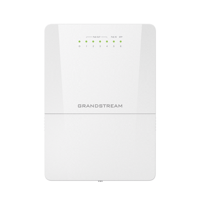 GWN7710R, Switch Administrable capa 2-lite, exteriores IP66, 5 x GigaEth, 4 x PoE out at/af o pasivo y 1 In, 1 x SFP