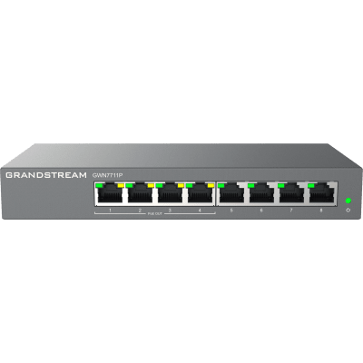 GWN7711P, Switch Administrable capa 2-lite, 8 x GigaEth, 4 x PoE, fuente 60w