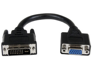 StarTech.com Adaptador Conversor de 20cm DVI-I a VGA - DVI-I Macho - HD15 Hembra - Cable Convertidor Negro Cable Níquel 0,203 m DVI-I VGA