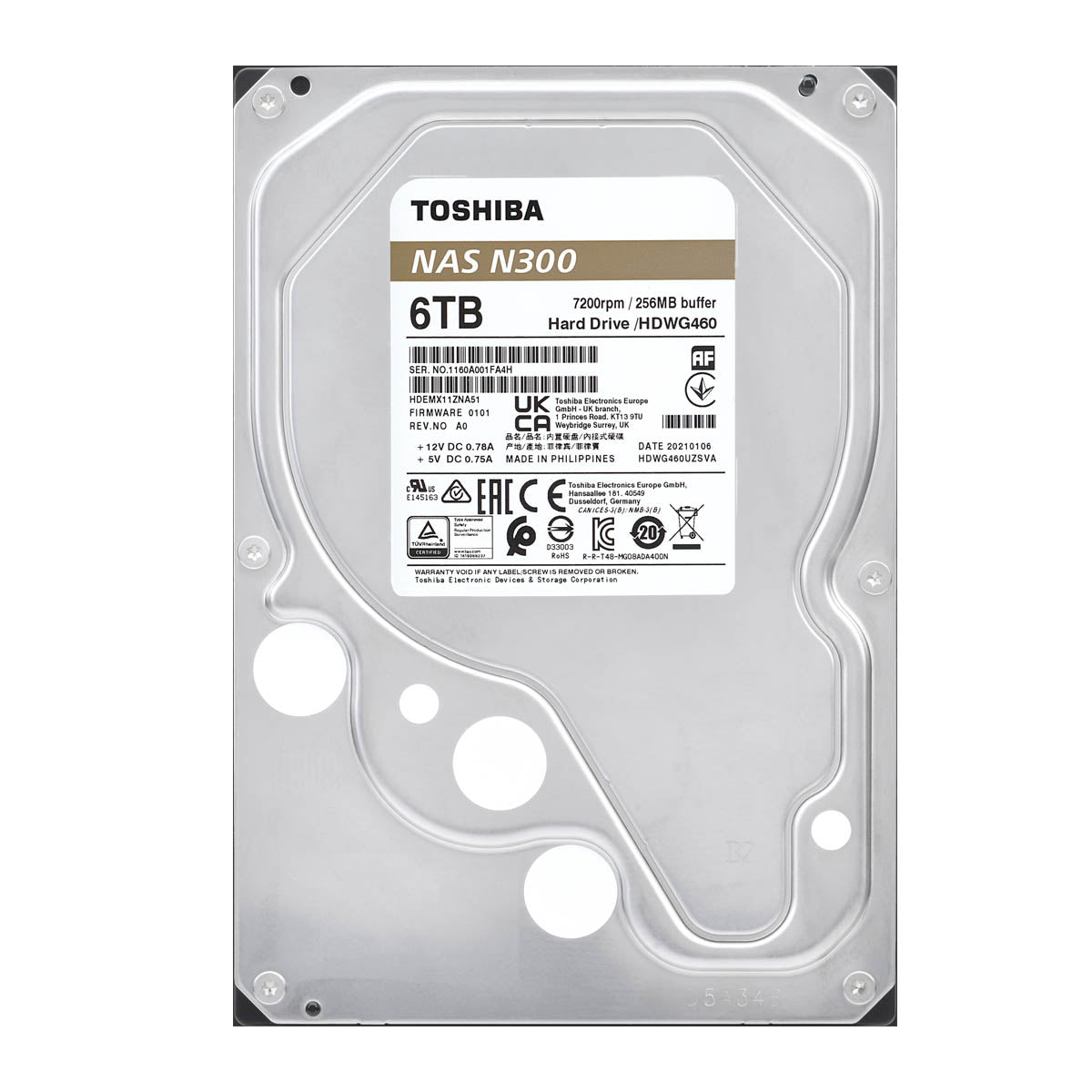 Disco Duro Interno Toshiba N300 6TB 3.5" 7200RPM NAS 256MB Cache