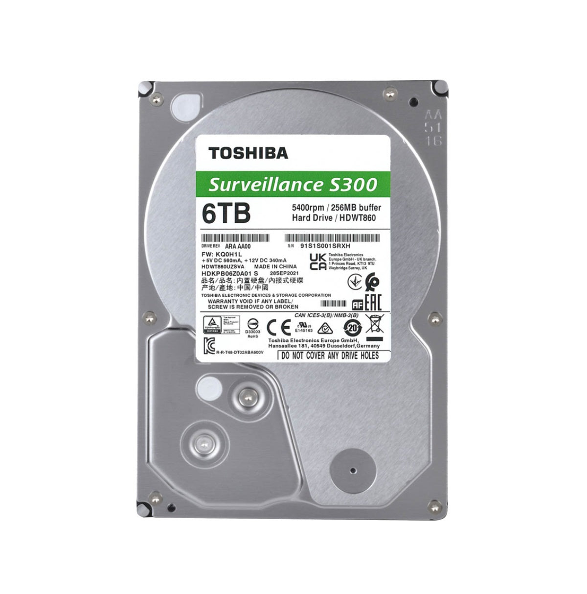 DISCO DURO INTERNO TOSHIBA S300 6TB SATA 3.5" 5400RPM CCTV 64CAM BULK