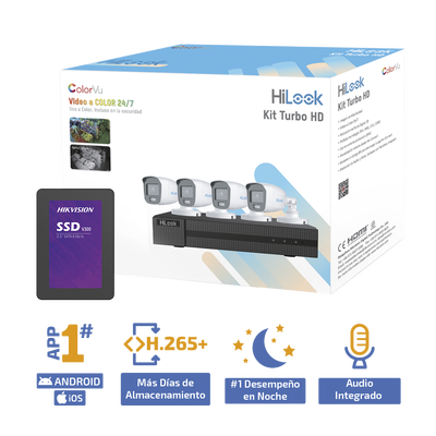 HL-1080-CV/A/512GB - HiLook by HIKVISION Kit TurboHD / 2 Megapixel / 4 Canales Analógicos + 1 IP HL-1080-CV/A/512GB