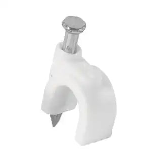 Volteck Grapa Curva 6 mm Blanca, Bolsa C/500 Pzs, Ideal Para Cable Coaxial