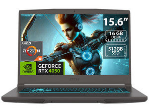 Laptop Gamer MSI Thin A15: AMD Ryzen 5 7535HS 4.55 GHz, 16GB DDR4, SSD 512GB, 15.6" LED, NVIDIA GeForce RTX 4050, Windows 11 Home