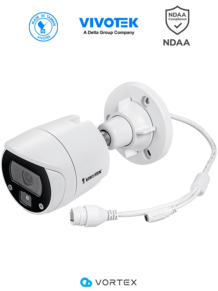 Cámara IP VIVOTEK IB639 2MP, Lente 2.8mm, IR 30m, WDR Digital, IP66, IK10, NDAA, Almacenamiento 128GB, Analíticas IA