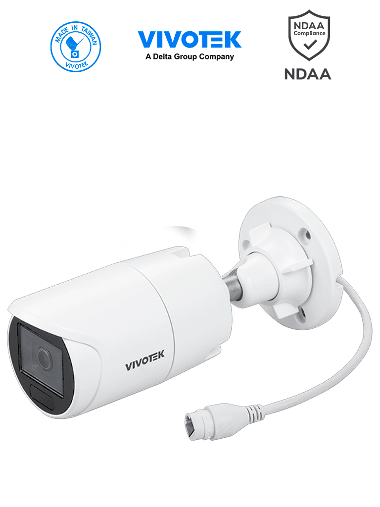Cámara IP VIVOTEK IB833-HV 5MP, IR 30m, WDR Pro, Lente 3.6mm, AI Advance, Microfono, IP66, IK10, NDAA, 256GB